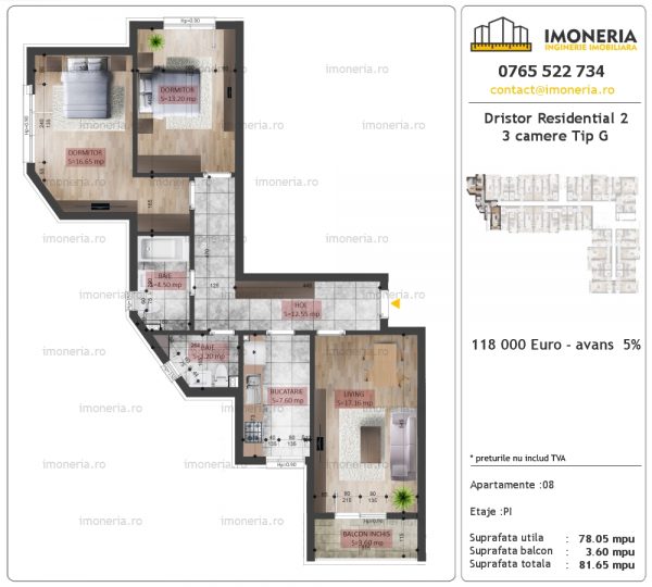 Apartamente de vanzare Dristor Residential 2 -3 camere tip G Apartamente de vanzare Dristor Residential 2 -3 camere tip G