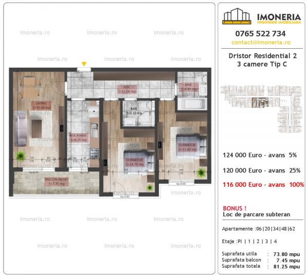 apartament 3 camere Dristor Residential 2 tip C apartament 3 camere Dristor Residential 2 tip C