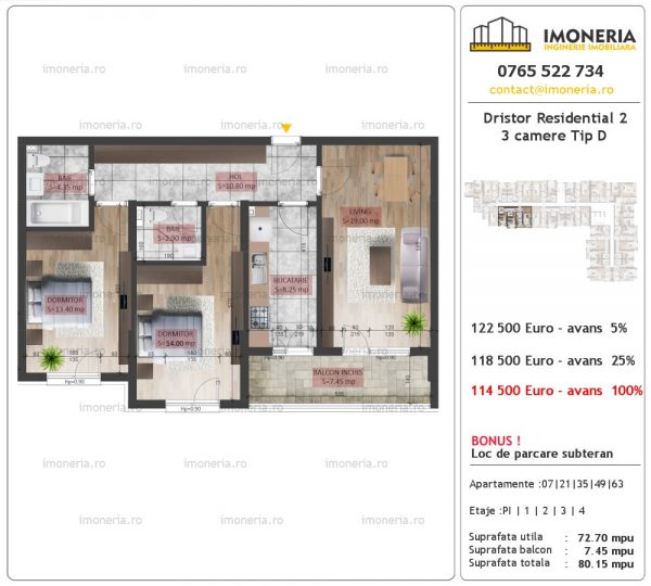apartament 3 camere Dristor Residential 2 tip D apartament 3 camere Dristor Residential 2 tip D