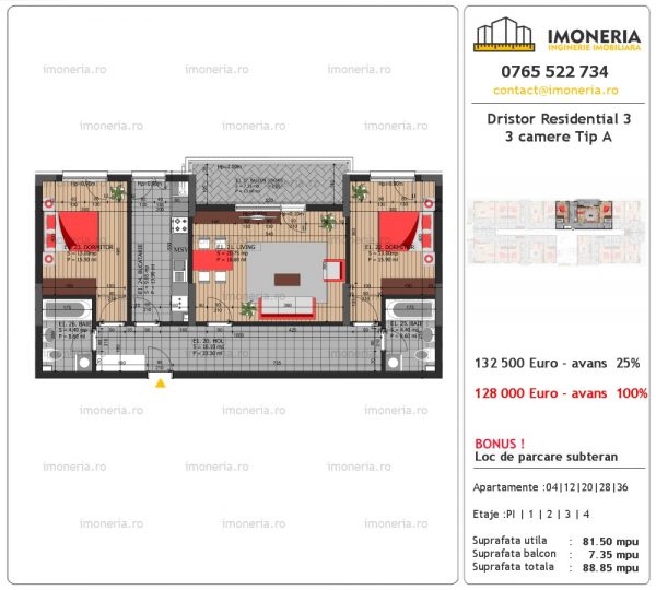 apartament 3 camere Dristor Residential 3 tip a apartament 3 camere Dristor Residential 3 tip a