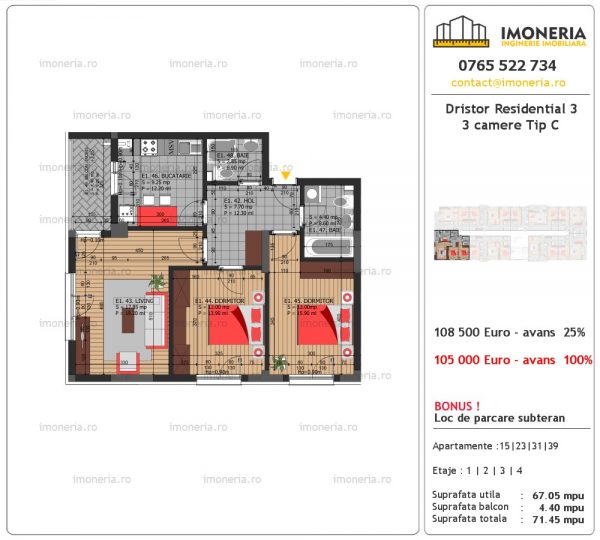 vanzare apartament 3 camere Dristor Residential 3 tip c vanzare apartament 3 camere Dristor Residential 3 tip c