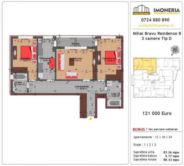 3 Camere Mihai Bravu Residence 8 Tip D Pret Apartament 3 Camere Mihai Bravu Residence 8 Tip D Pret Apartament