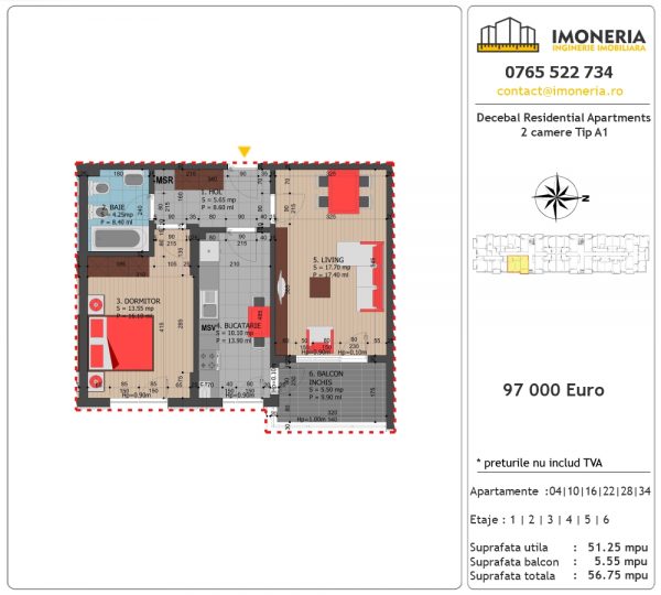 Apartamente de vanzare Decebal Residential Apartments -2 camere tip A1 Apartamente de vanzare Decebal Residential Apartments -2 camere tip A1