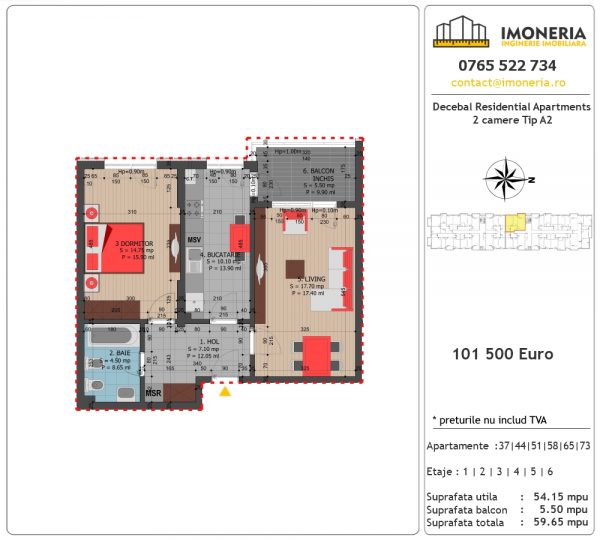 Apartamente de vanzare Decebal Residential Apartments -2 camere tip A2 Apartamente de vanzare Decebal Residential Apartments -2 camere tip A2