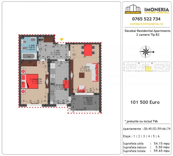 Apartamente de vanzare Decebal Residential Apartments -2 camere tip B2 Apartamente de vanzare Decebal Residential Apartments -2 camere tip B2