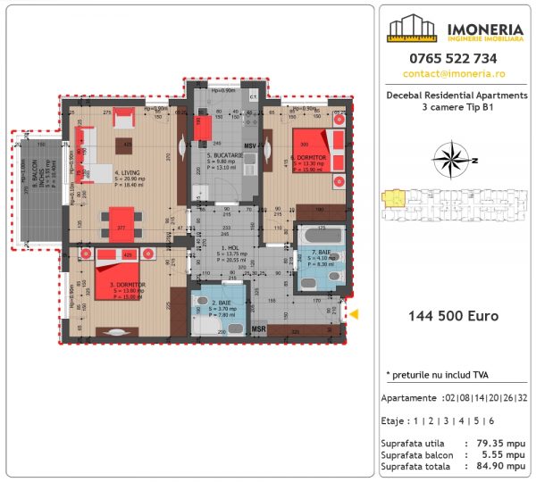 Apartamente de vanzare Decebal Residential Apartments -3 camere tip B1 Apartamente de vanzare Decebal Residential Apartments -3 camere tip B1