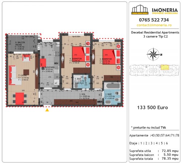 Apartamente de vanzare Decebal Residential Apartments -3 camere tip C2 Apartamente de vanzare Decebal Residential Apartments -3 camere tip C2