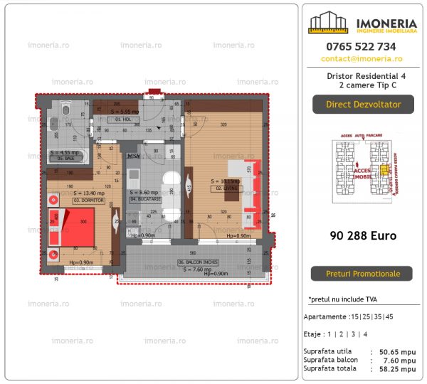 Apartamente de vanzare Dristor Residential 4 – 2 camere tip C Apartamente de vanzare Dristor Residential 4 – 2 camere tip C