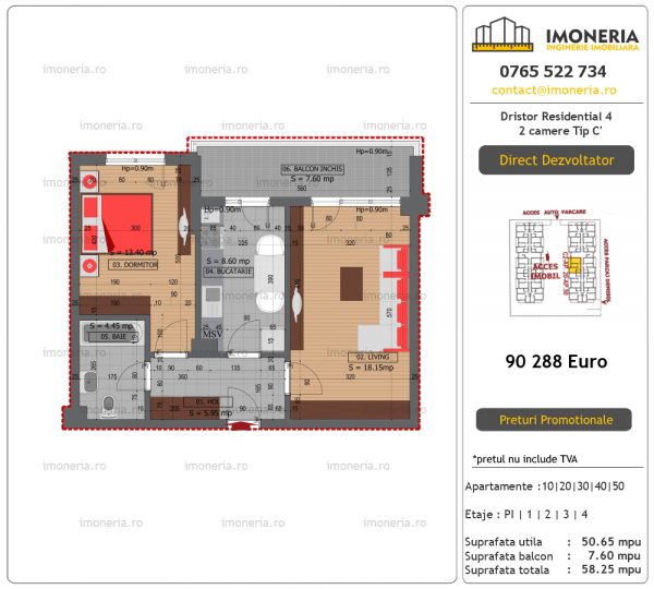 Apartamente de vanzare Dristor Residential 4 – 2 camere tip C” Apartamente de vanzare Dristor Residential 4 – 2 camere tip C”