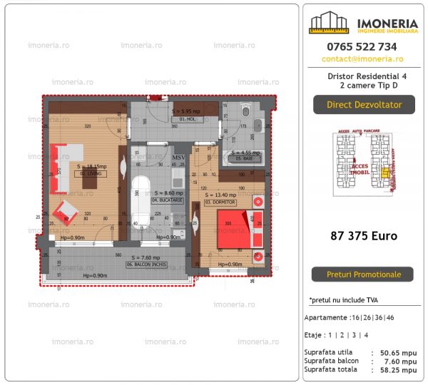 Apartamente de vanzare Dristor Residential 4 – 2 camere tip D Apartamente de vanzare Dristor Residential 4 – 2 camere tip D