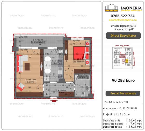 Apartamente de vanzare Dristor Residential 4 – 2 camere tip D” Apartamente de vanzare Dristor Residential 4 – 2 camere tip D”