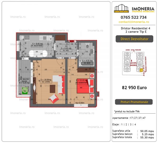 Apartamente de vanzare Dristor Residential 4 – 2 camere tip E Apartamente de vanzare Dristor Residential 4 – 2 camere tip E