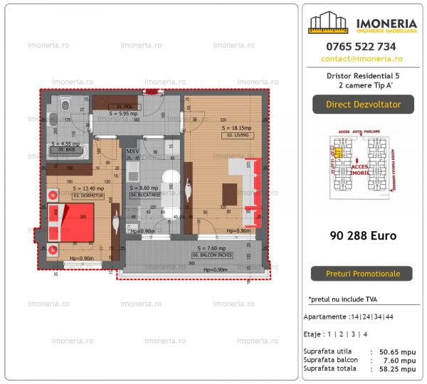 Apartamente de vanzare Dristor Residential 5 – 2 camere tip A” Apartamente de vanzare Dristor Residential 5 – 2 camere tip A”