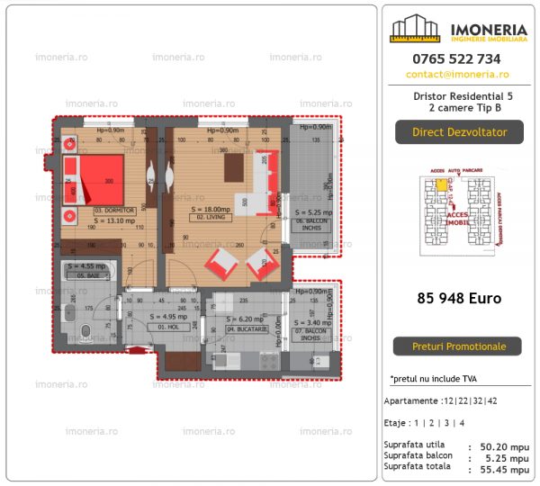 Apartamente de vanzare Dristor Residential 5 – 2 camere tip B Apartamente de vanzare Dristor Residential 5 – 2 camere tip B