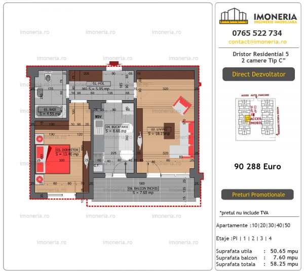 Apartamente de vanzare Dristor Residential 5 – 2 camere tip C” Apartamente de vanzare Dristor Residential 5 – 2 camere tip C”