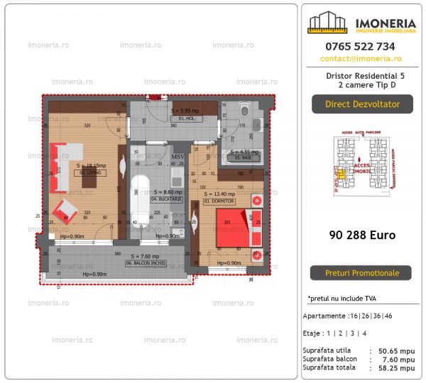 Apartamente de vanzare Dristor Residential 5 – 2 camere tip D Apartamente de vanzare Dristor Residential 5 – 2 camere tip D