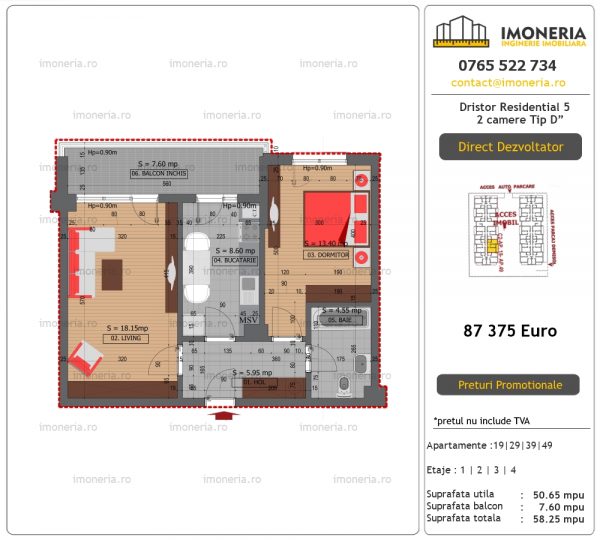 Apartamente de vanzare Dristor Residential 5 – 2 camere tip D” Apartamente de vanzare Dristor Residential 5 – 2 camere tip D”