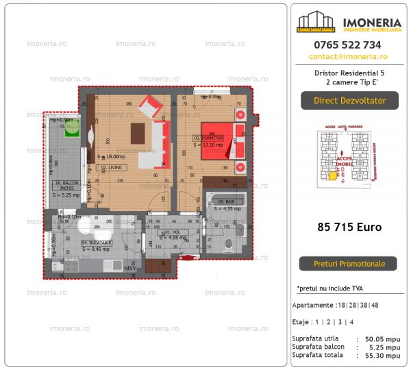 Apartamente de vanzare Dristor Residential 5 – 2 camere tip E” Apartamente de vanzare Dristor Residential 5 – 2 camere tip E”