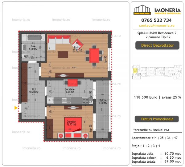 Apartamente de vanzare Splaiul Unirii Residence 2 -2 camere tip B2 Apartamente de vanzare Splaiul Unirii Residence 2 -2 camere tip B2