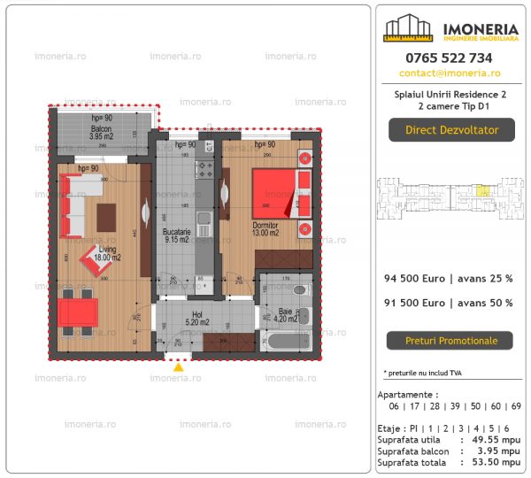 Apartamente de vanzare Splaiul Unirii Residence 2 -2 camere tip D1 Apartamente de vanzare Splaiul Unirii Residence 2 -2 camere tip D1