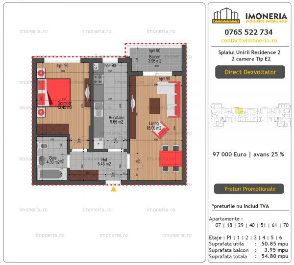 Apartamente de vanzare Splaiul Unirii Residence 2 -2 camere tip E2 Apartamente de vanzare Splaiul Unirii Residence 2 -2 camere tip E2
