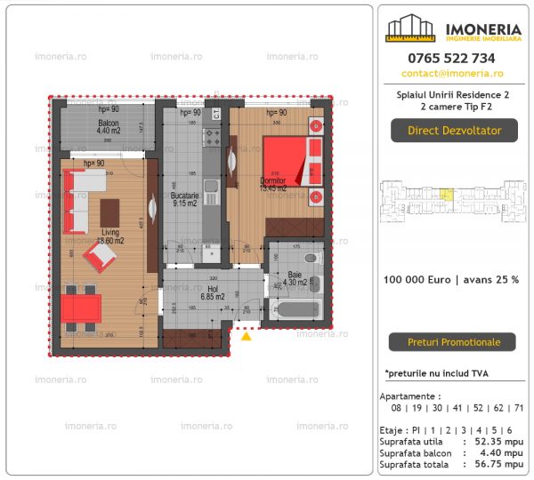 Apartamente de vanzare Splaiul Unirii Residence 2 -2 camere tip F2 Apartamente de vanzare Splaiul Unirii Residence 2 -2 camere tip F2