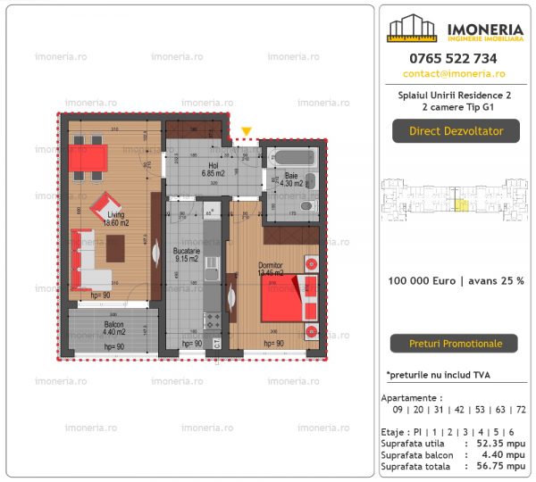 Apartamente de vanzare Splaiul Unirii Residence 2 -2 camere tip G1 Apartamente de vanzare Splaiul Unirii Residence 2 -2 camere tip G1