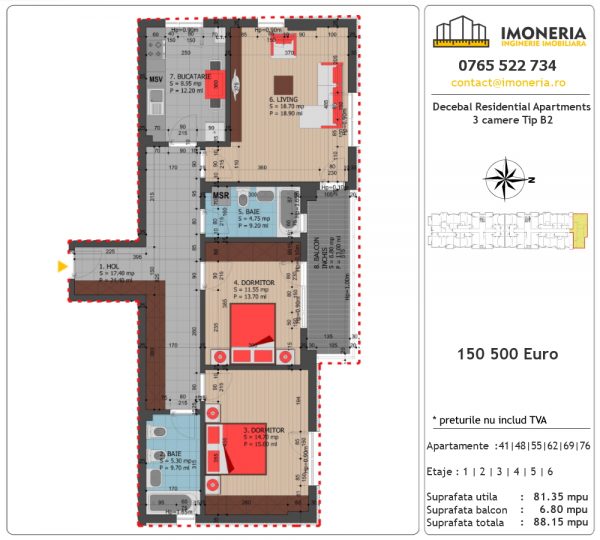 Apartamente de vanzare Decebal Residential Apartments -3 camere tip B2 Apartamente de vanzare Decebal Residential Apartments -3 camere tip B2