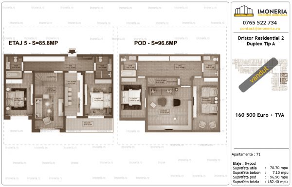 Apartamente de vanzare Dristor Residential 2 -Duplex tip A-v