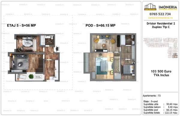 Apartamente de vanzare Dristor Residential 2 -Duplex tip C Apartamente de vanzare Dristor Residential 2 -Duplex tip C