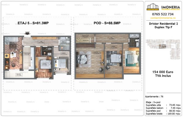 Apartamente de vanzare Dristor Residential 2 -Duplex tip F Apartamente de vanzare Dristor Residential 2 -Duplex tip F