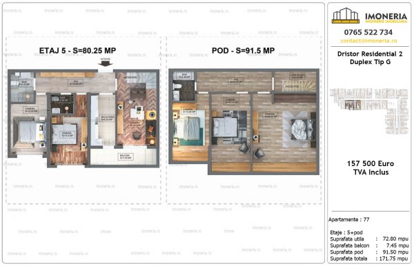 Apartamente de vanzare Dristor Residential 2 -Duplex tip G Apartamente de vanzare Dristor Residential 2 -Duplex tip G