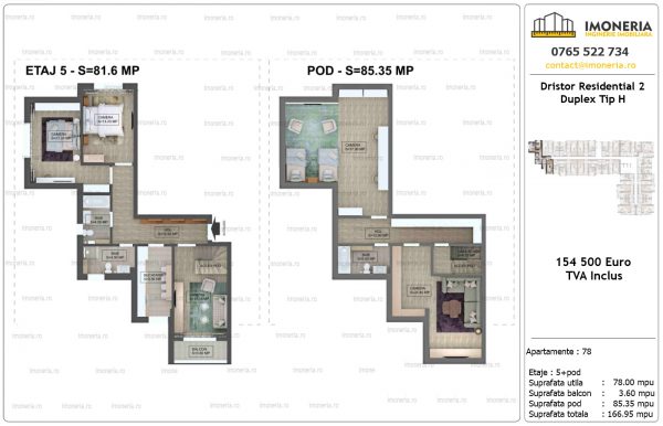 Apartamente de vanzare Dristor Residential 2 -Duplex tip H Apartamente de vanzare Dristor Residential 2 -Duplex tip H