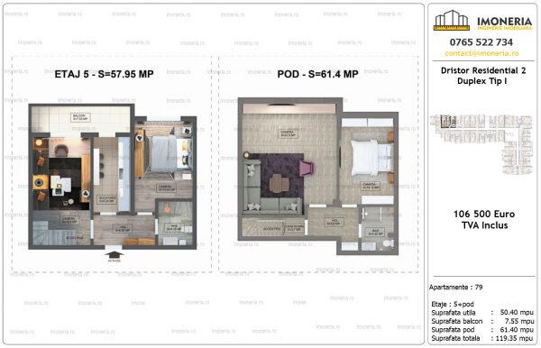Apartamente de vanzare Dristor Residential 2 -Duplex tip I Apartamente de vanzare Dristor Residential 2 -Duplex tip I