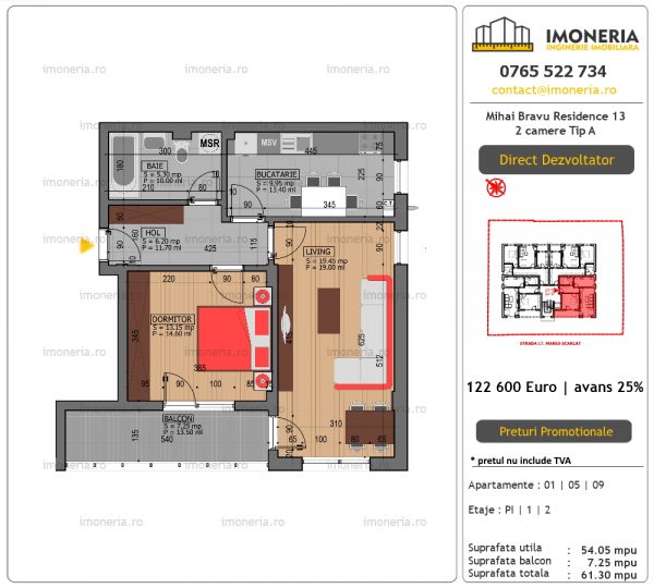 Apartamente de vanzare Mihai Bravu Residence 13 – 2 camere tip A Apartamente de vanzare Mihai Bravu Residence 13 – 2 camere tip A