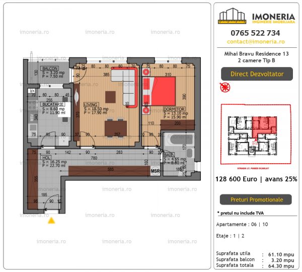 Apartamente de vanzare Mihai Bravu Residence 13 – 2 camere tip B Apartamente de vanzare Mihai Bravu Residence 13 – 2 camere tip B