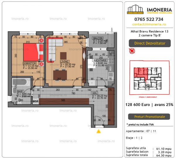 Apartamente de vanzare Mihai Bravu Residence 13 – 2 camere tip B’ Apartamente de vanzare Mihai Bravu Residence 13 – 2 camere tip B’