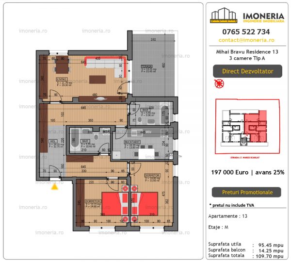 Apartamente de vanzare Mihai Bravu Residence 13 – 3 camere tip A Apartamente de vanzare Mihai Bravu Residence 13 – 3 camere tip A
