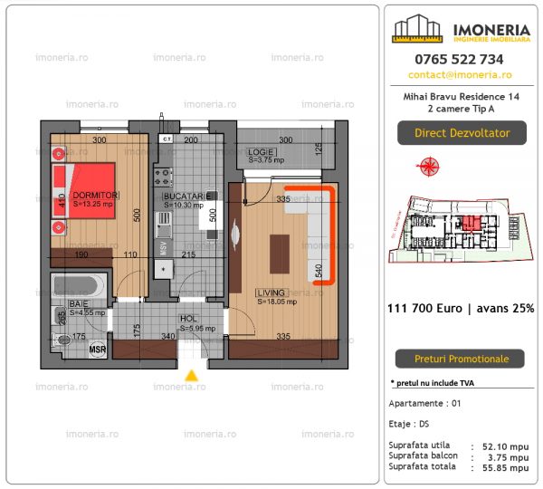 Apartamente de vanzare Mihai Bravu Residence 14 – 2 camere tip A Apartamente de vanzare Mihai Bravu Residence 14 – 2 camere tip A