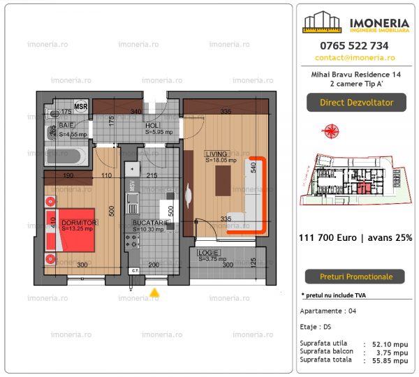Apartamente de vanzare Mihai Bravu Residence 14 – 2 camere tip A’ Apartamente de vanzare Mihai Bravu Residence 14 – 2 camere tip A’