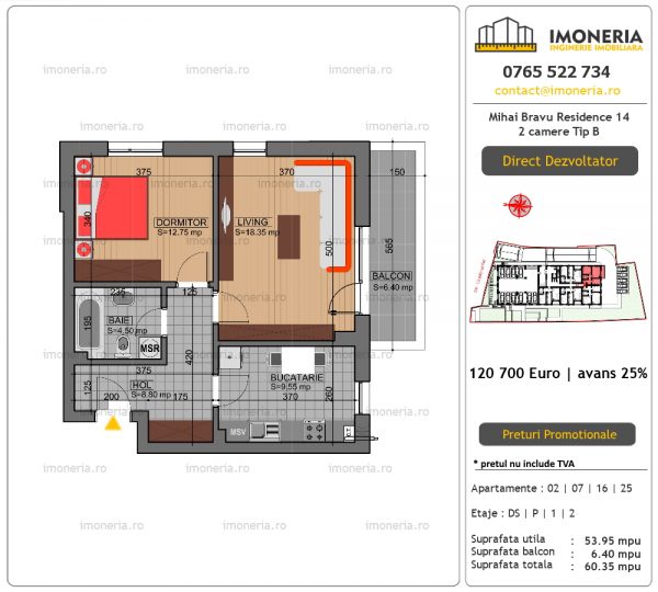 Apartamente de vanzare Mihai Bravu Residence 14 – 2 camere tip B Apartamente de vanzare Mihai Bravu Residence 14 – 2 camere tip B
