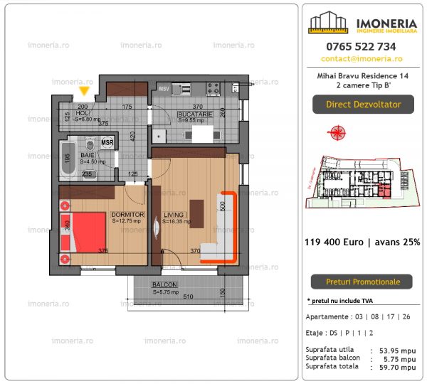 Apartamente de vanzare Mihai Bravu Residence 14 – 2 camere tip B’ Apartamente de vanzare Mihai Bravu Residence 14 – 2 camere tip B’