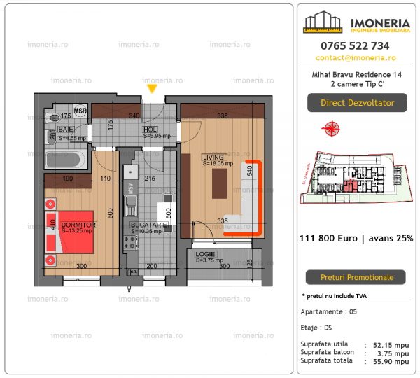 Apartamente de vanzare Mihai Bravu Residence 14 – 2 camere tip C’ Apartamente de vanzare Mihai Bravu Residence 14 – 2 camere tip C’