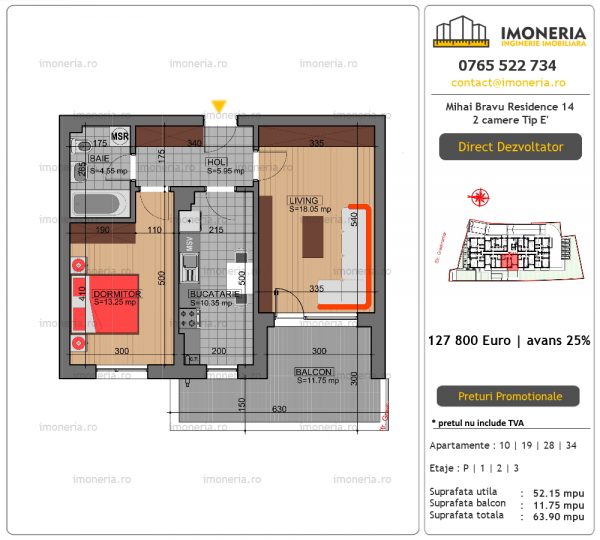 Apartamente de vanzare Mihai Bravu Residence 14 – 2 camere tip E’ Apartamente de vanzare Mihai Bravu Residence 14 – 2 camere tip E’