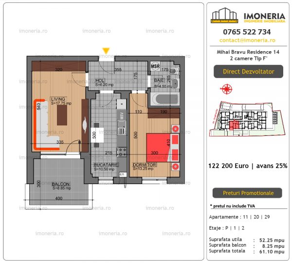 Apartamente de vanzare Mihai Bravu Residence 14 – 2 camere tip F’ Apartamente de vanzare Mihai Bravu Residence 14 – 2 camere tip F’