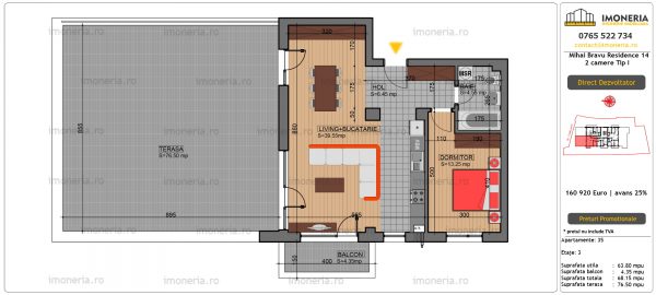 Apartamente de vanzare Mihai Bravu Residence 14 – 2 camere tip I Apartamente de vanzare Mihai Bravu Residence 14 – 2 camere tip I
