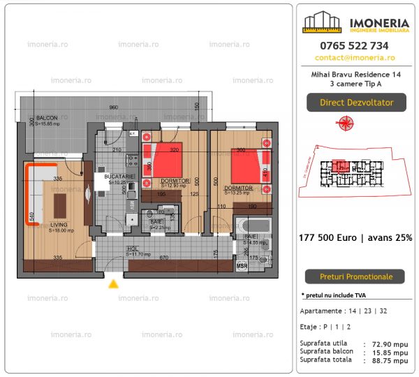 Apartamente de vanzare Mihai Bravu Residence 14 – 3 camere tip A Apartamente de vanzare Mihai Bravu Residence 14 – 3 camere tip A